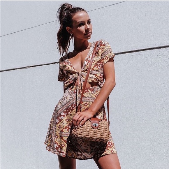 LF Boho Floral Cutout Summer Mini Festival Dress - Picture 3 of 4